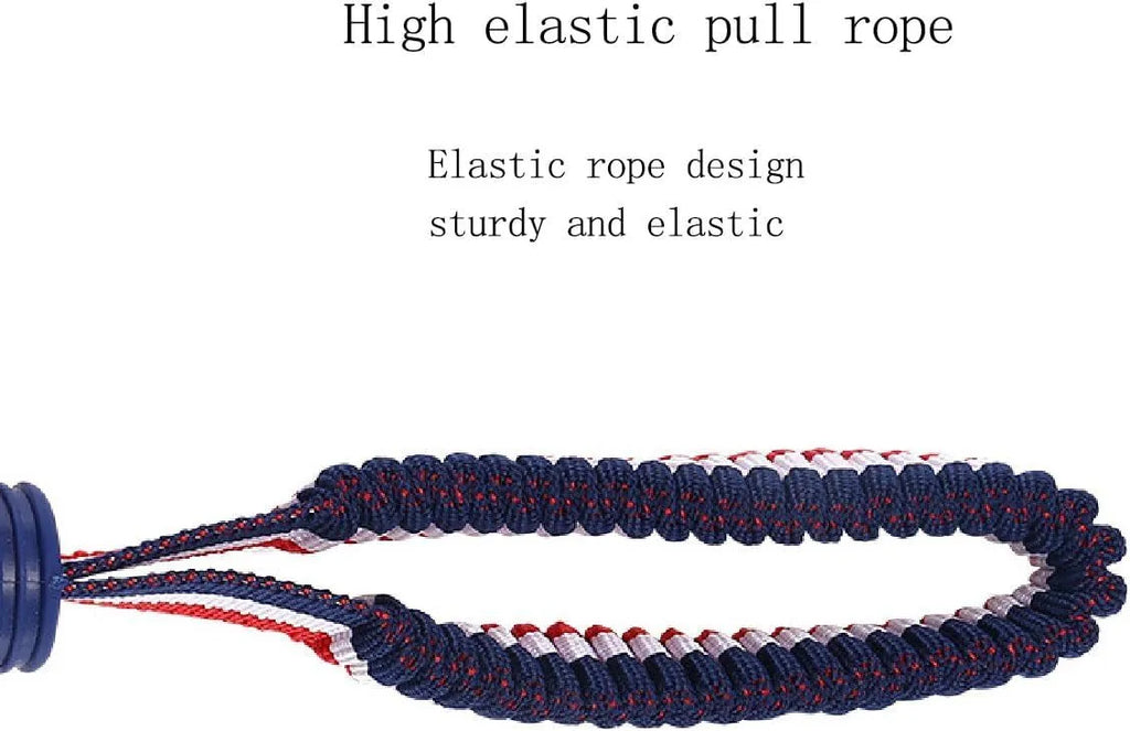 Blue dog ball with rope toy showing 6.5cm diameter ball and cotton rope handle for small dogs