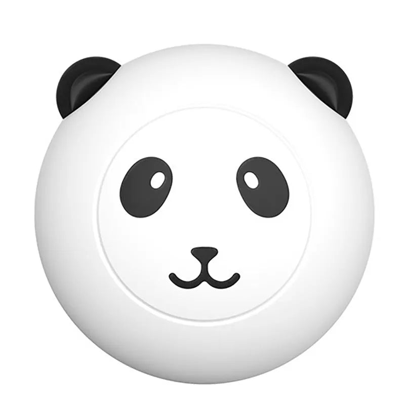 Panda-shaped silicone pet bath brush with soft bristles for cleaning cats and dogs.