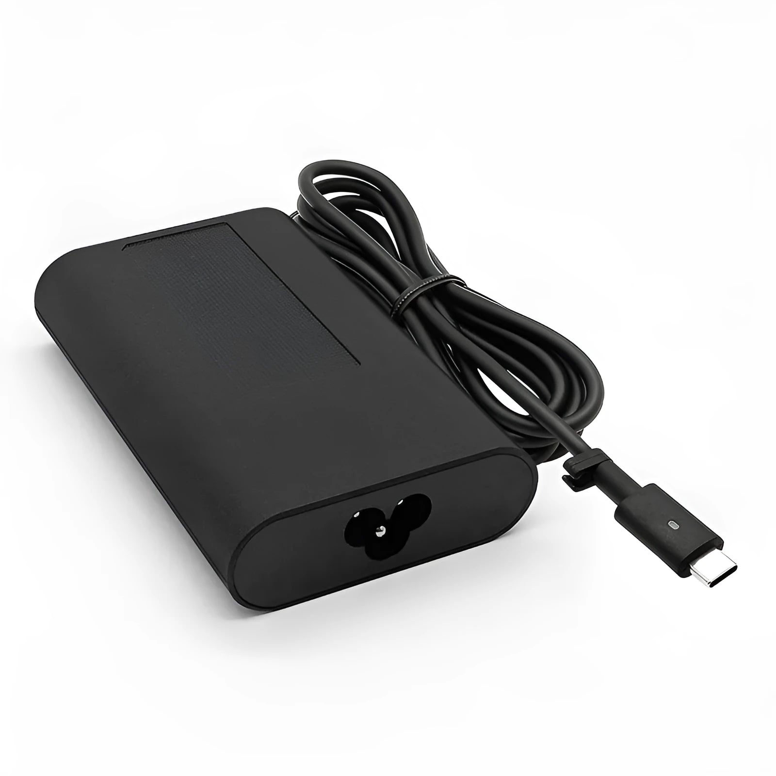 Black 65W Type-C laptop power adapter with multiple international power cords