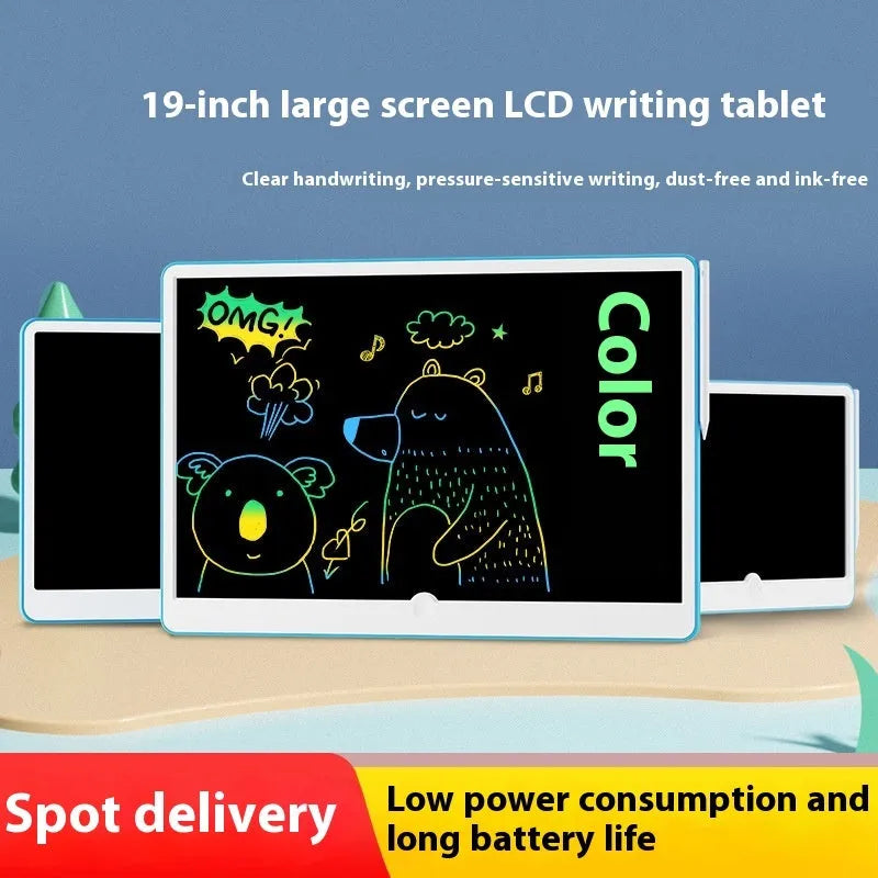 19-inch LCD children's drawing board in blue and white or pink and white colours with integrated stylus