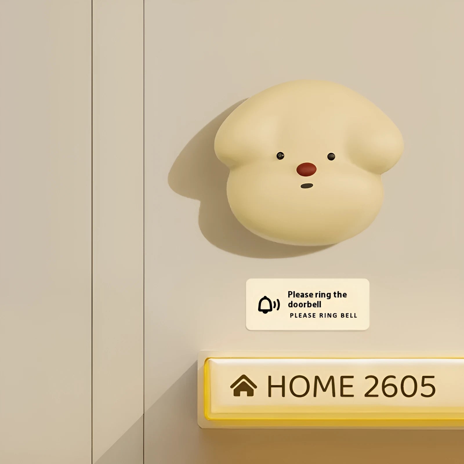 Plug-in wireless doorbell with self-generating beeper in milky yellow or white colour for household use