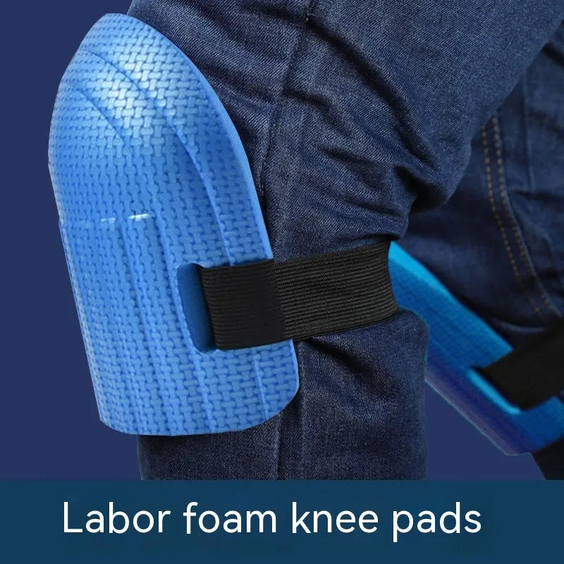 A pair of thick EVA foam kneepads for construction and auto repair work.