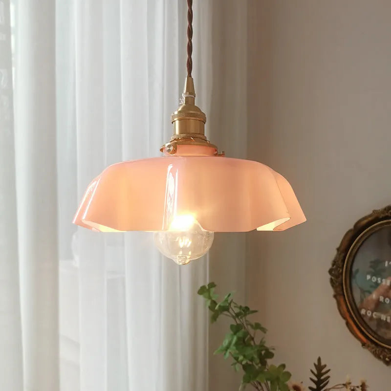Medieval-style cream brass and glass chandelier light fixture with adjustable 1.5m cord.