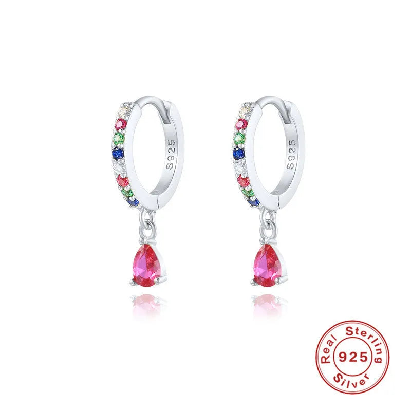 S925 sterling silver geometric water drop earrings with electroplated gold or silver finishes and gemstone options