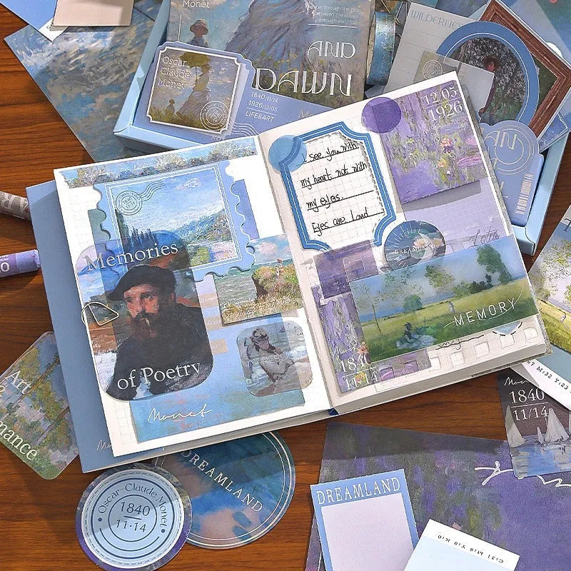A6 grid notebook creative gift box with artistic plaid design containing 12 stationery components