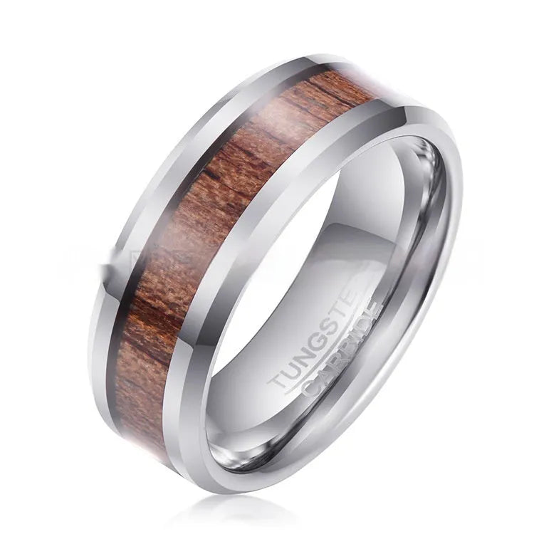 8mm wide tungsten wedding ring with gold electroplating in U-shaped design