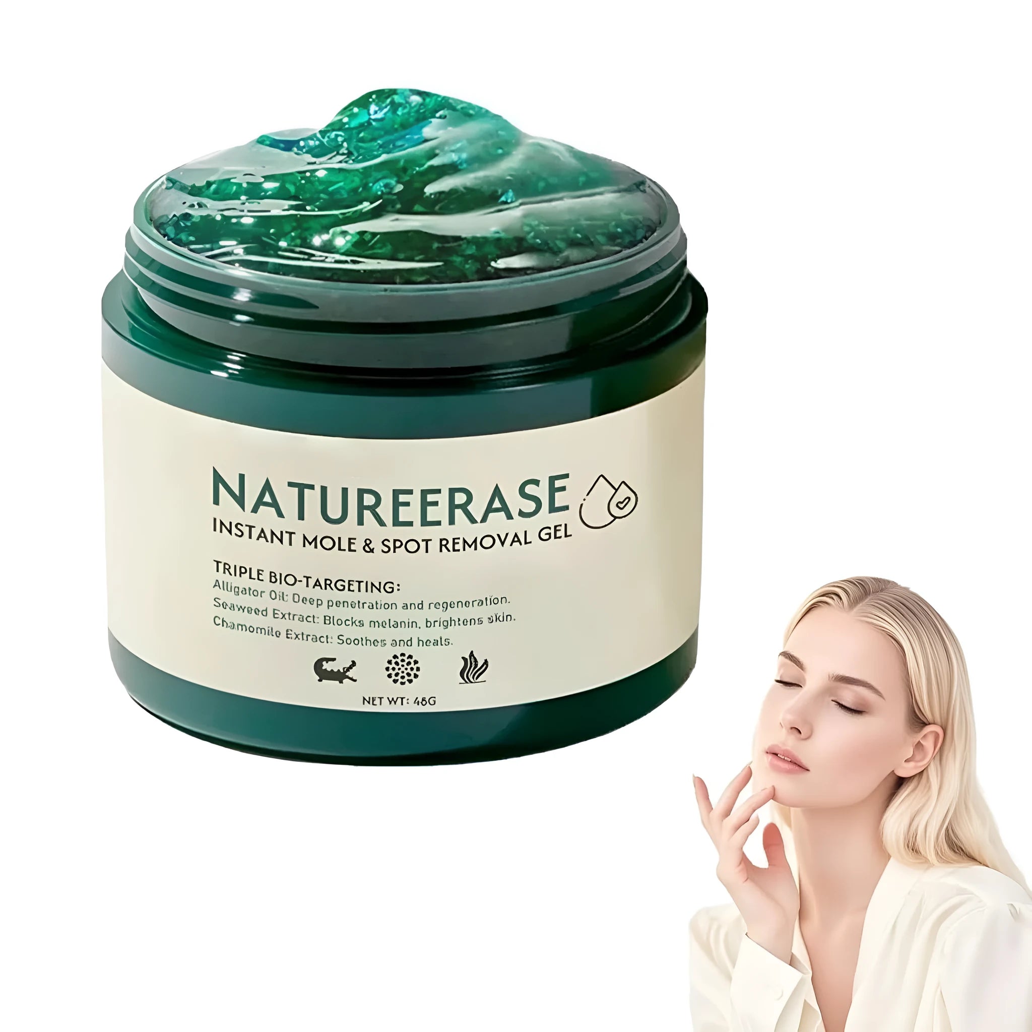Natureerase Instant Mole Spot Removal Gel 45g tube for facial and body skincare treatment