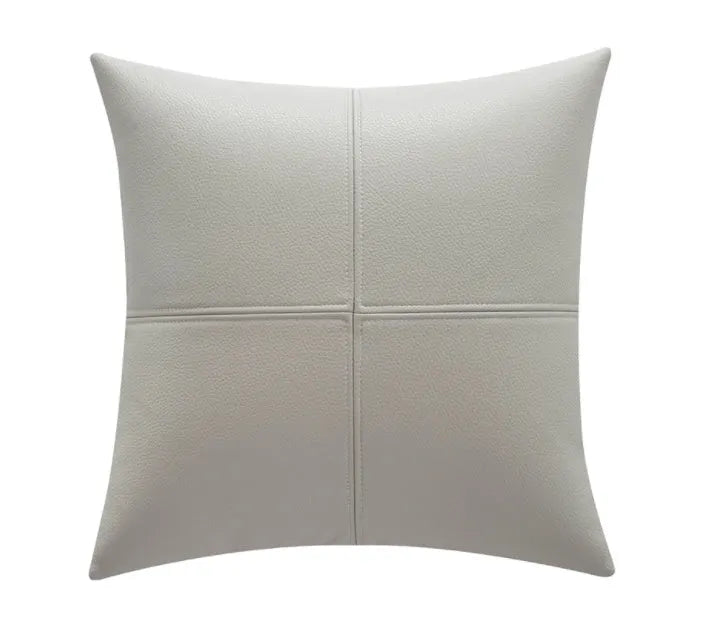 Solid colour soft cowhide leather pillow cover in Nordic style on a sofa.