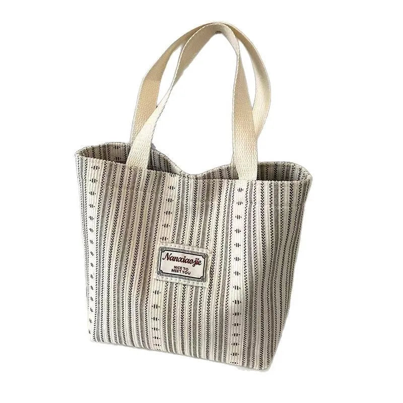 Japanese style corduroy handbag in ivory white, grey, or dark brown with large capacity