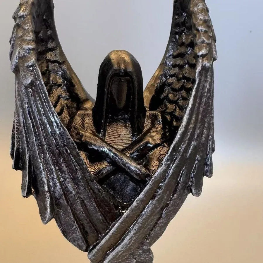 Dark Angel resin statue ornament with detailed sculptural elements measuring 6.5x5x17cm