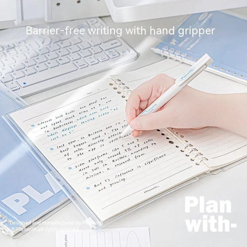 Transparent A5 PVC storage case for loose notebook pages in blue colour