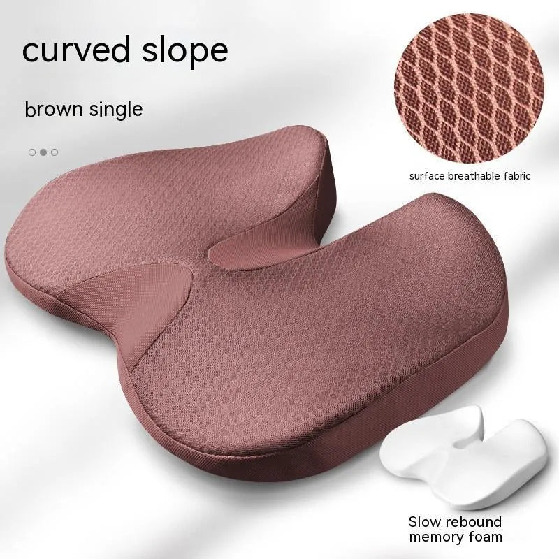 Curved bevel seat cushion with memory foam for tailbone support in multiple colour options