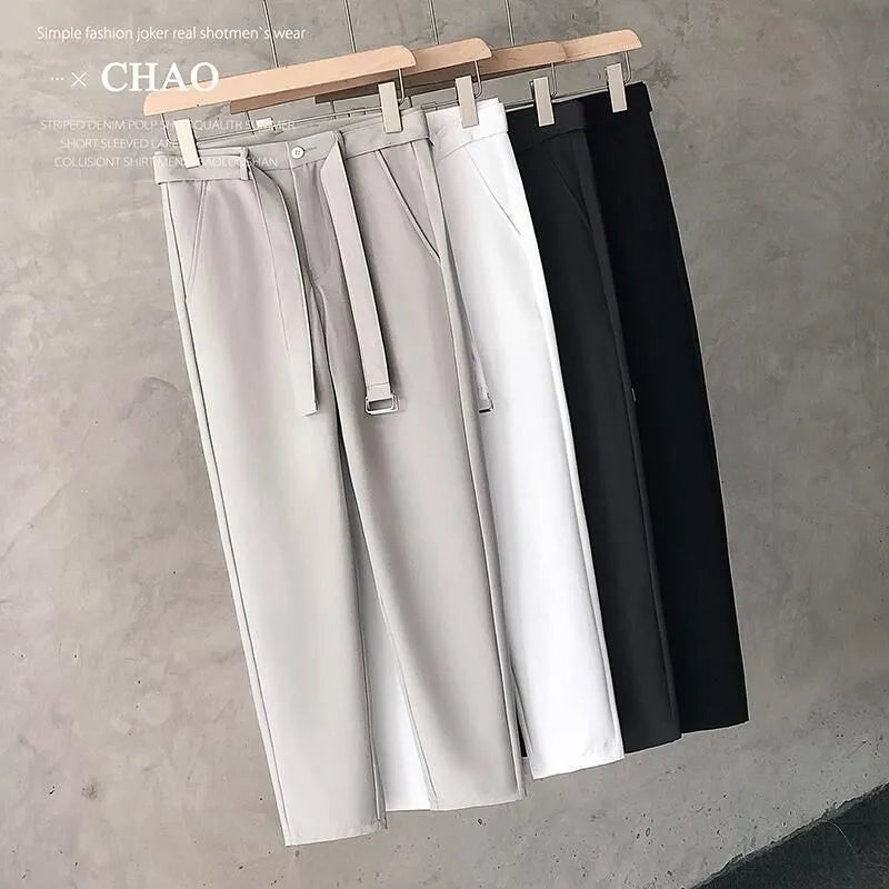 Boys slim straight wool trousers in tapered cut with straight leg opening