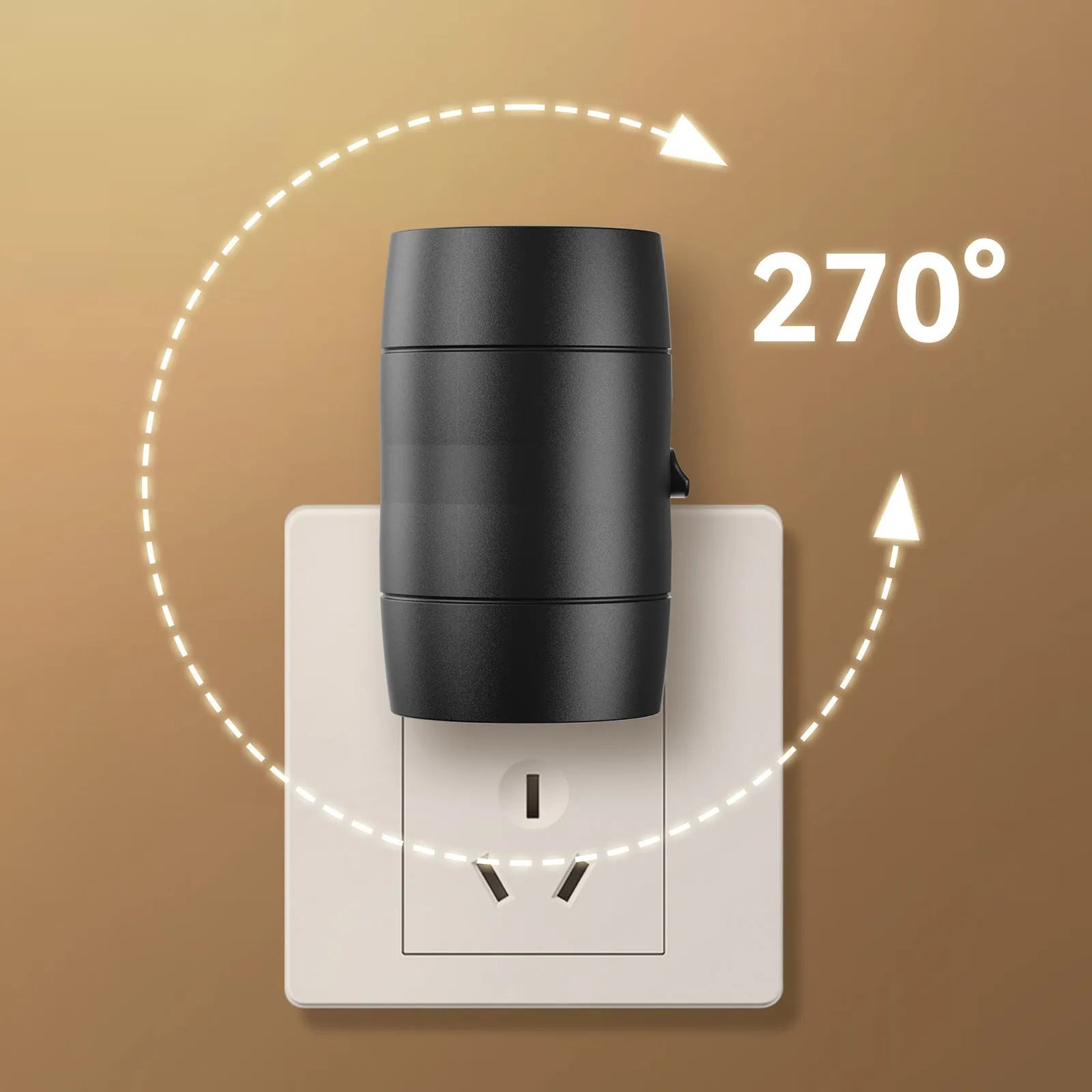 Small white plug-in night lamp with adjustable brightness control and rotatable light head