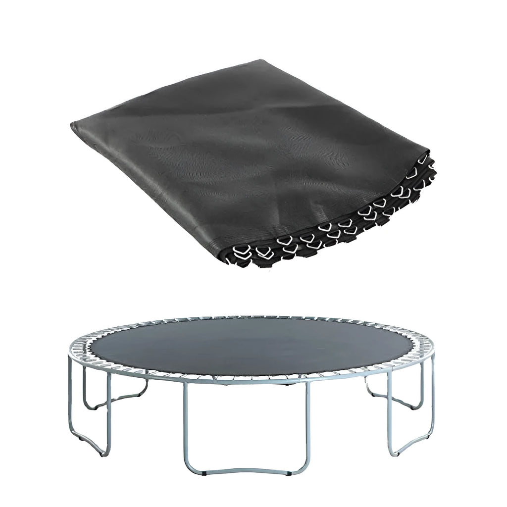 Round trampoline bungee fabric with button fasteners for repair and replacement.