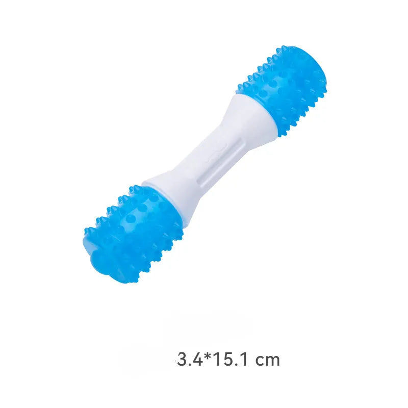 Dual-colour puppy teething chew toy for dental health in three sizes