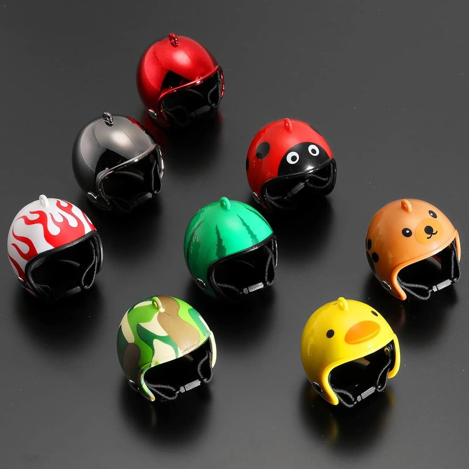 Adjustable pet helmet for small chickens and birds with elastic bands and costume designs