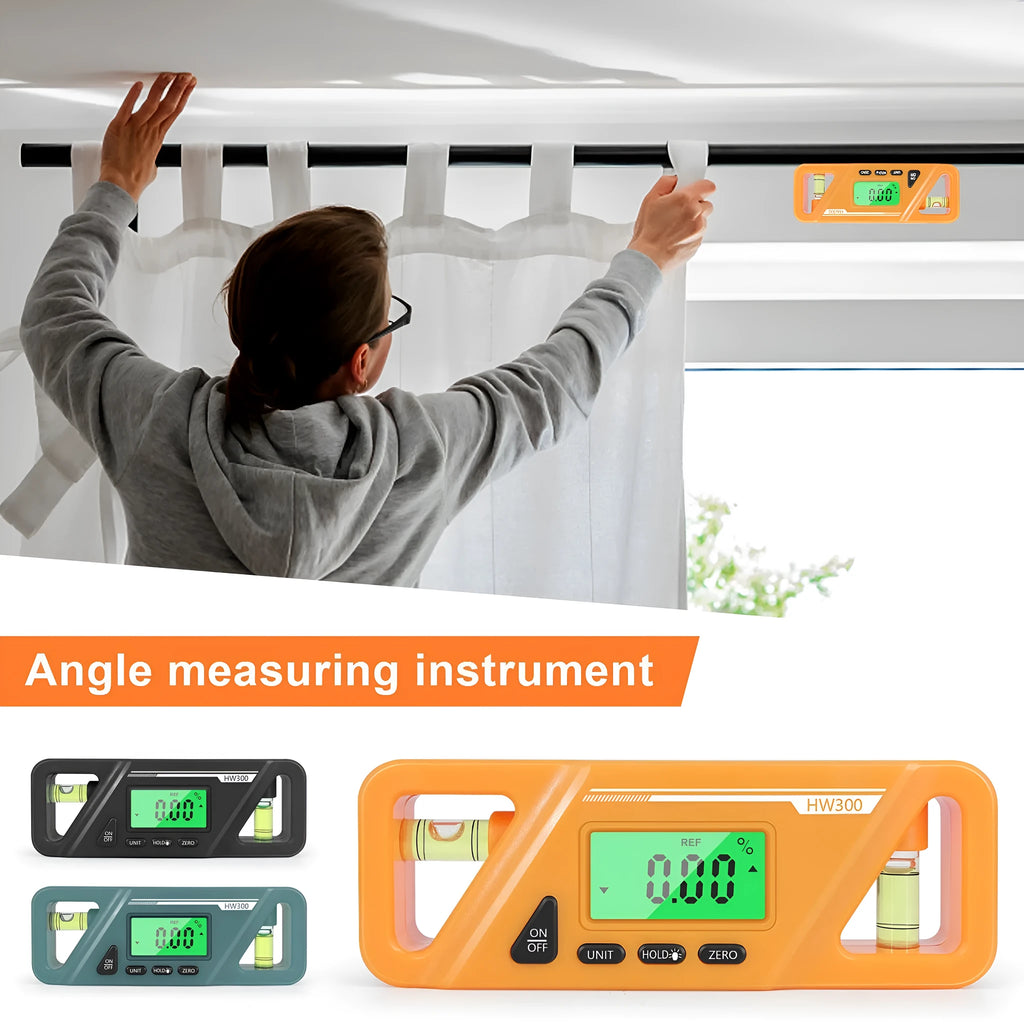 Digital display inclinometer level meter with magnetic base for precise angle measurement on metal surfaces