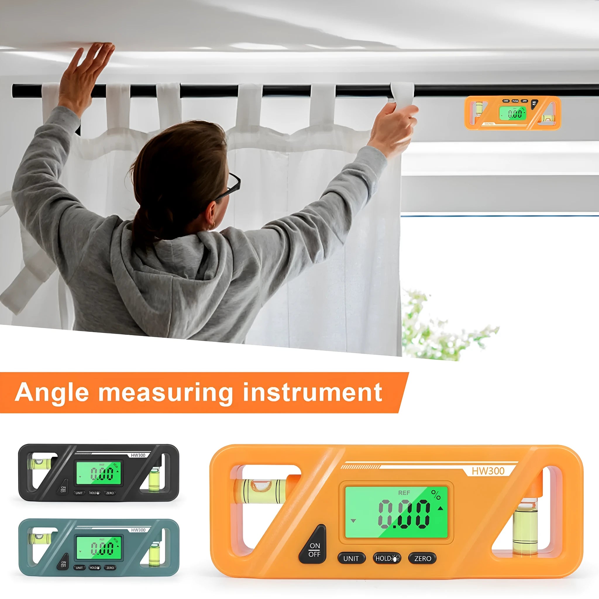 Digital display inclinometer level meter with magnetic base for precise angle measurement on metal surfaces
