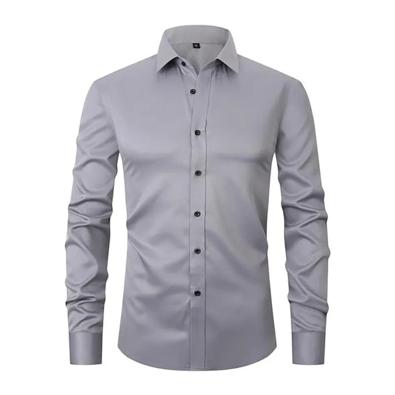 Men's long sleeve stretch work shirt in polyester, shown in a colour from the range of fifteen options.