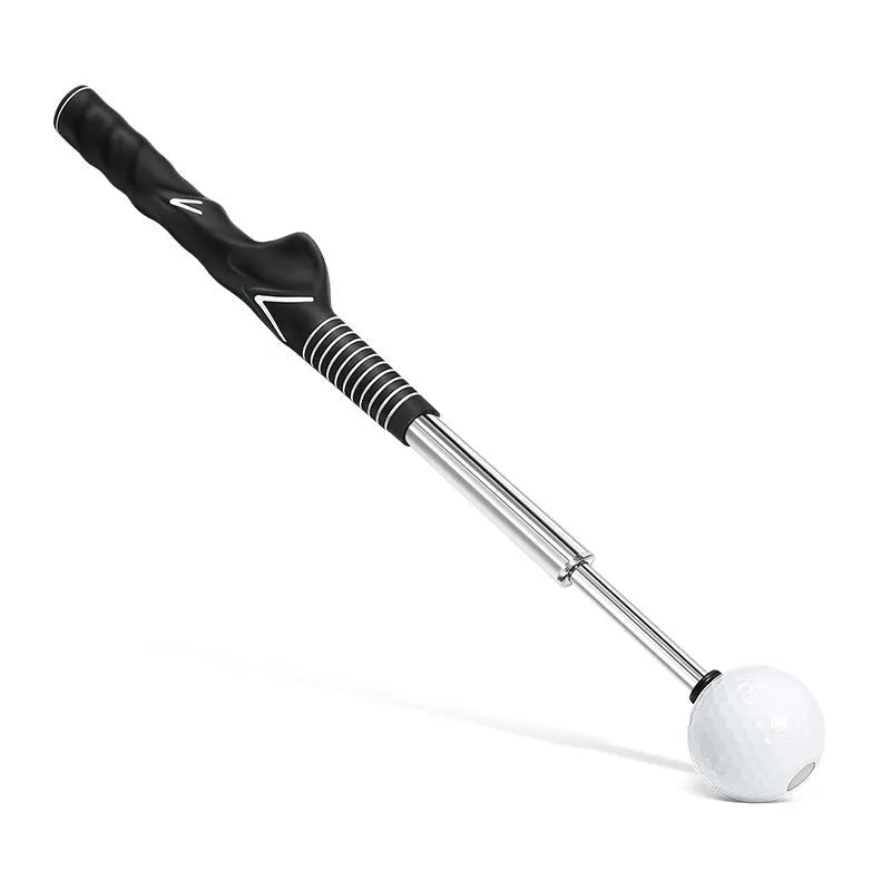 Stainless steel telescopic golf swing trainer in black, blue, or red colour for practice
