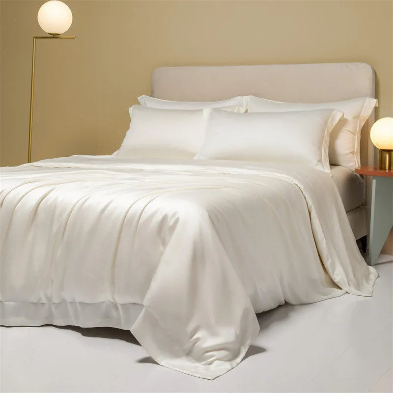 Luxury Lenzing Tencel 200 thread count quilt cover and sheet set in Antique White with modern simplicity style