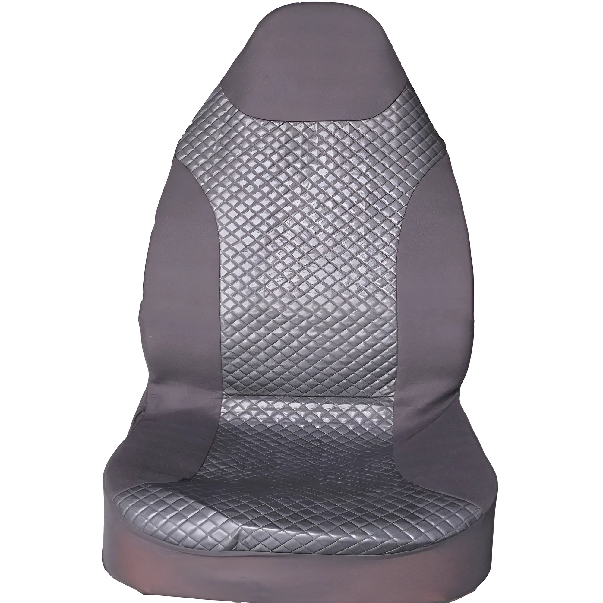 Black quilted universal car seat cover made from PU and polyester fabric with sponge composite.