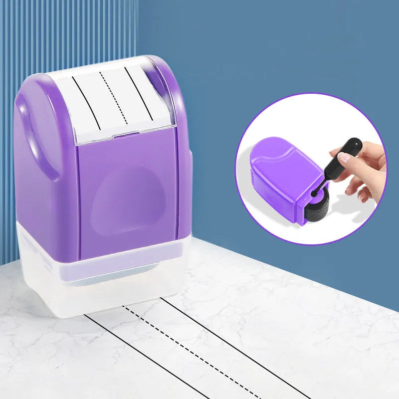 Plastic educational roller seal stamp with English line pattern in seven colour options