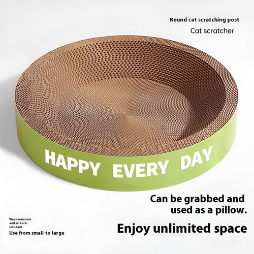 Green round cat scratching board nest with wear-resistant construction for sleeping and scratching