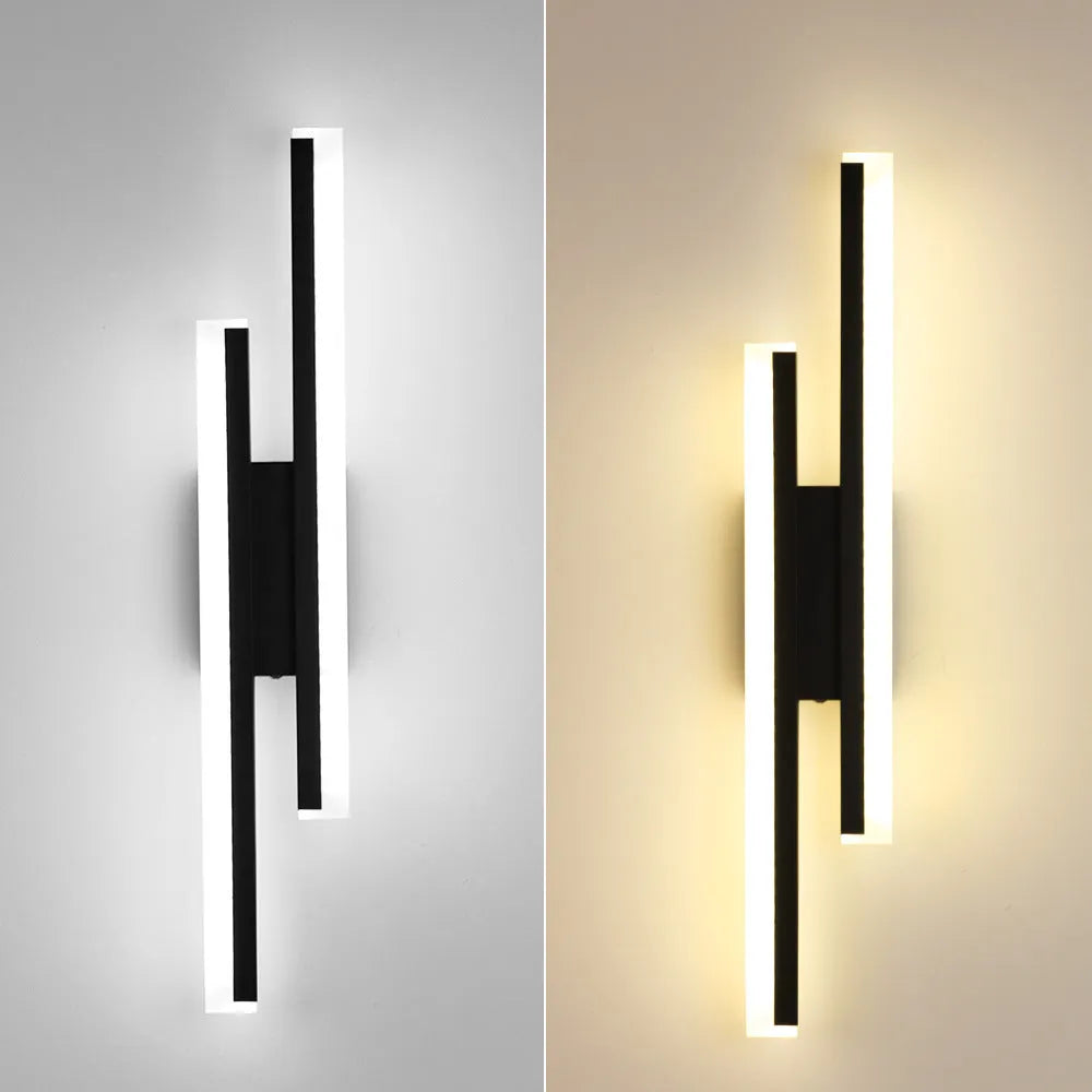 Gold finished double line wall lamp with 500mm length and tri-colour LED lighting options