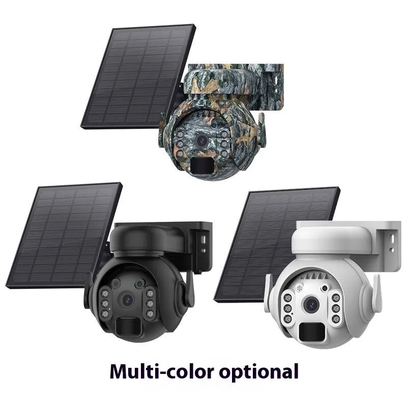 Solar-powered security camera with solar panel and 3MP HD full colour night vision capability