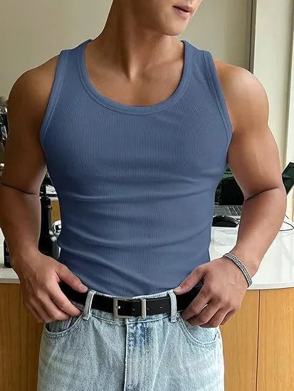 Men's tight fit polyester sports t-shirt in multiple colours on a hanger