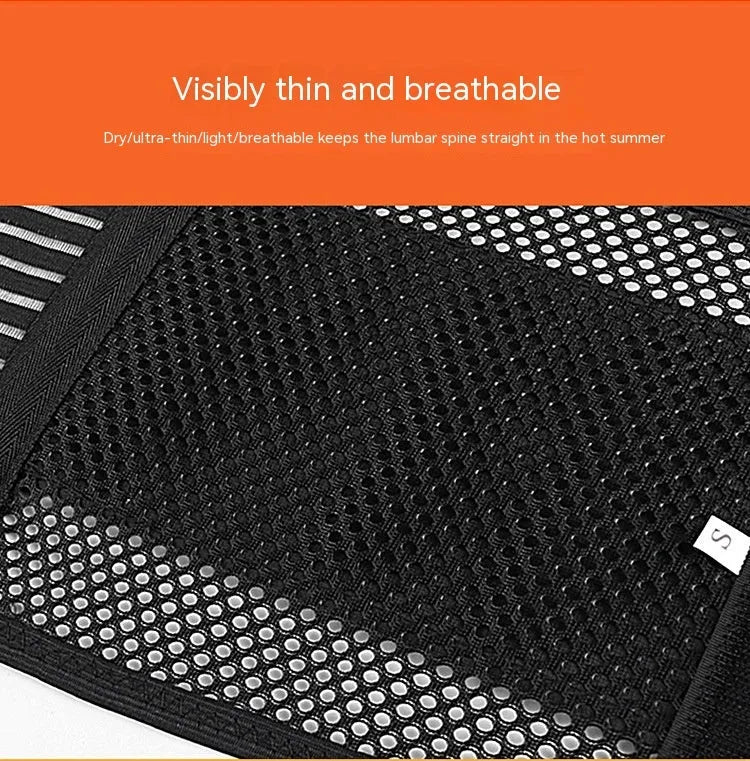 Black sports waist support with steel plate for lumbar protection during yoga and fitness