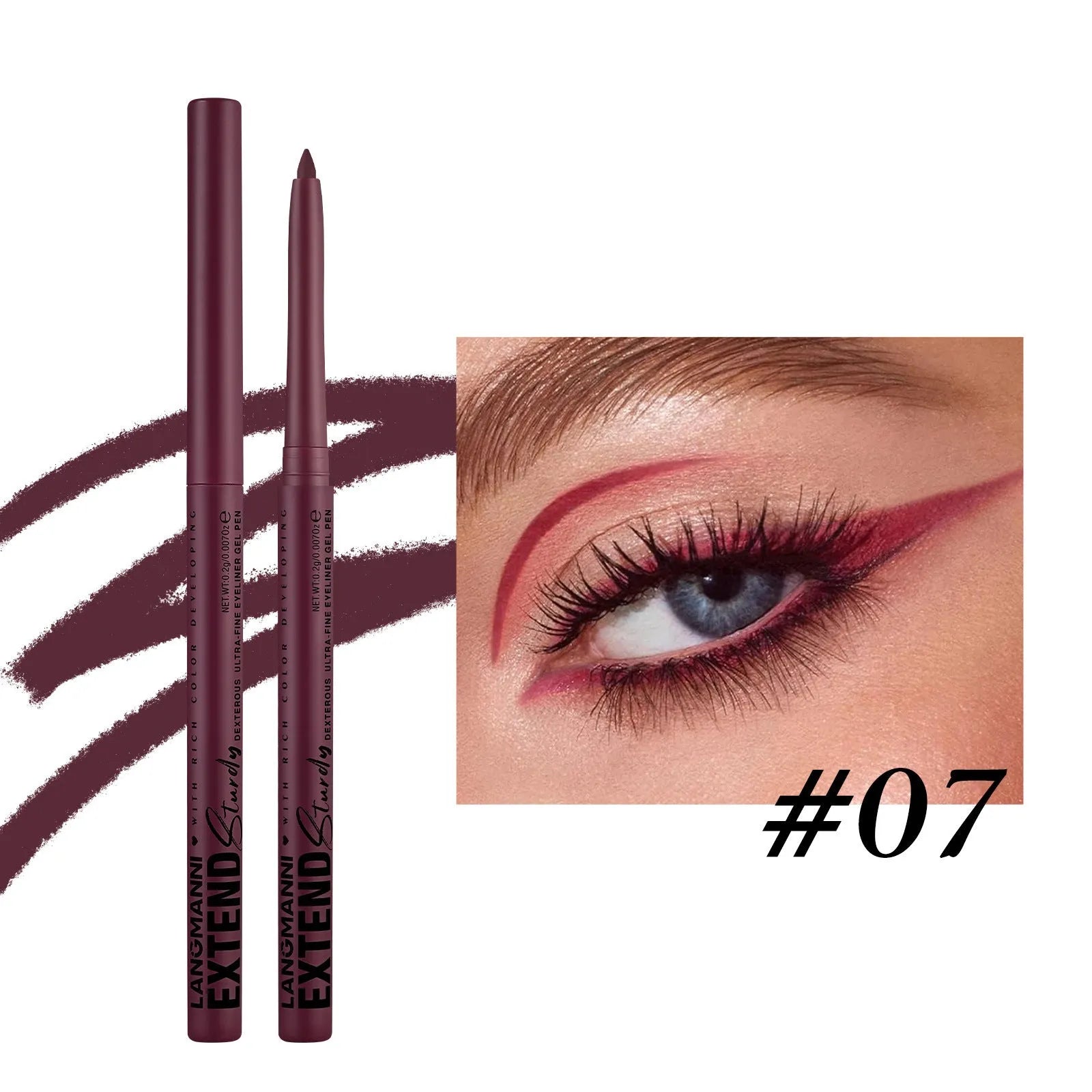 Set of 12 colourful gel glitter eyeliner pencils arranged showing metallic, matte, and glitter finishes.