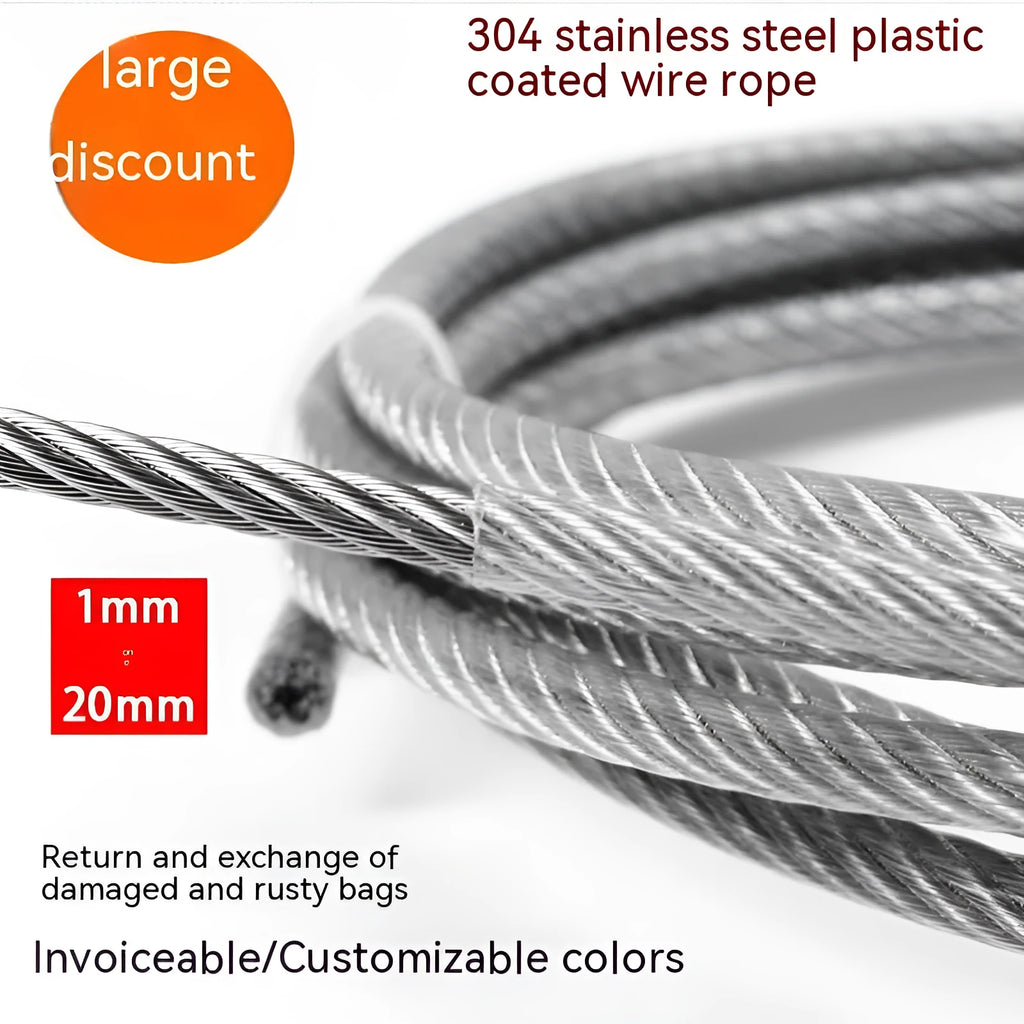Coil of 304 stainless steel invisible anti-theft security wire with double twist construction.