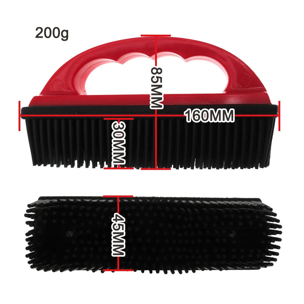 Red pet grooming brush with hair removal function for dogs cats and carpet cleaning