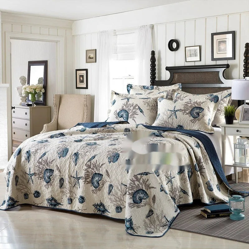 Pure cotton quilt cover set with pillowcases in American style floral pattern
