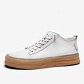 Men's black leather casual shoes with round toe and soft rubber soles shown from side view