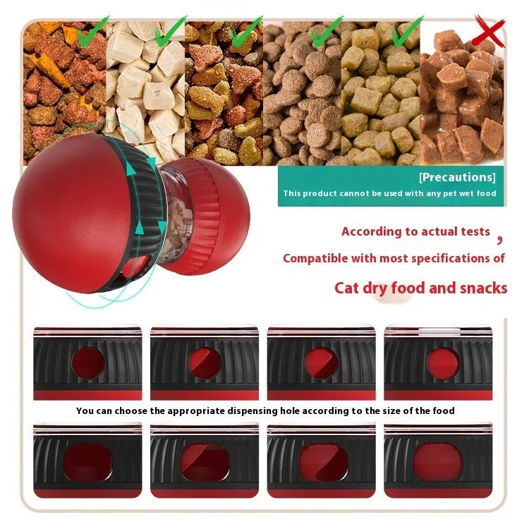 Colourful rotating cat toy with super ball and food compartments for interactive play