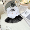 White polyester princess-style gauze skirt for small dogs shown on mannequin