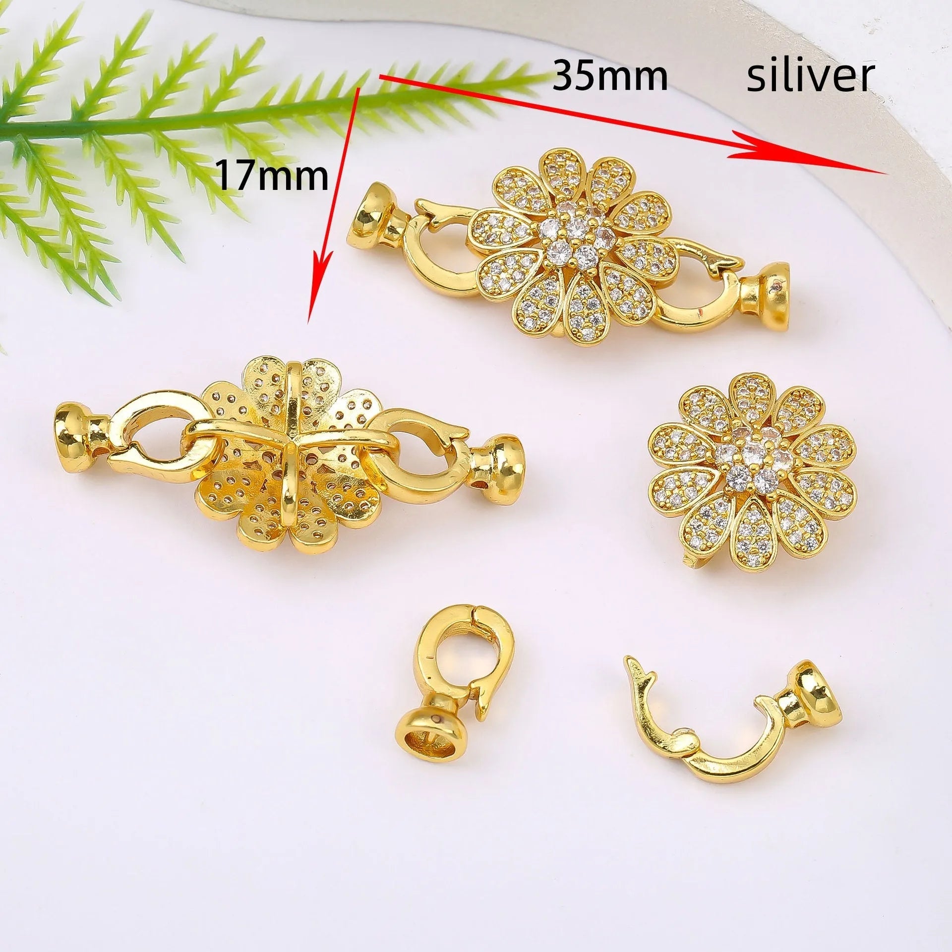 Small gold-coloured metal chain buckle for DIY jewellery making with electroplated finish