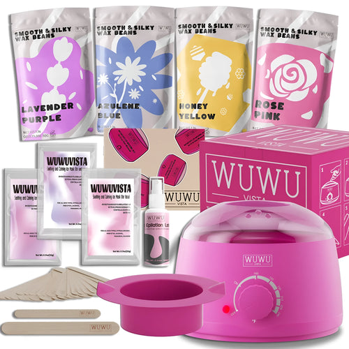 29-piece waxing gift set with black wax warmer, wax beads, sticks, aftercare products and manual