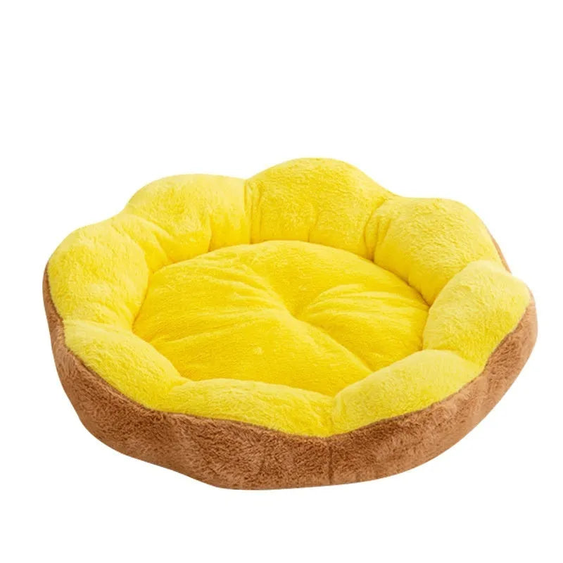 Thick rabbit plush detachable cat bed in round nest design with brown grey colour