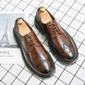 Men's black and brown brogue shoes with artificial PU uppers and round toe design
