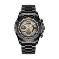 Men's waterproof luminous quartz watch with stainless steel belt in black and blue colour option