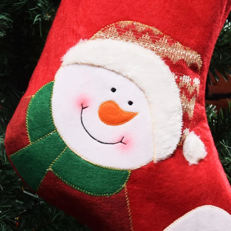 Christmas candy bag socks pendant in non-woven fabric with Elk, Old Man and Snowman designs
