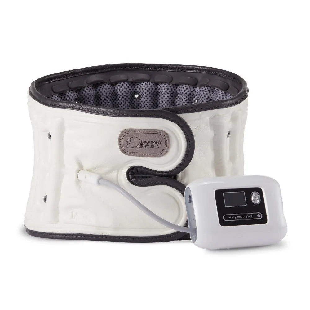 Lumbar waist supporter with automatic inflation system in grey showing S and M size options