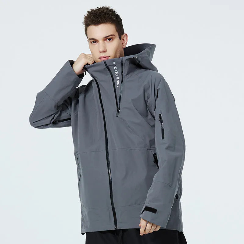 Unisex windproof waterproof ski suit for winter sports in yellow, black, grey, and liner colours