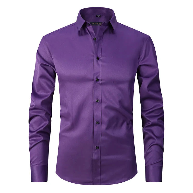 Men's long sleeve stretch work shirt in polyester, shown in a colour from the range of fifteen options.