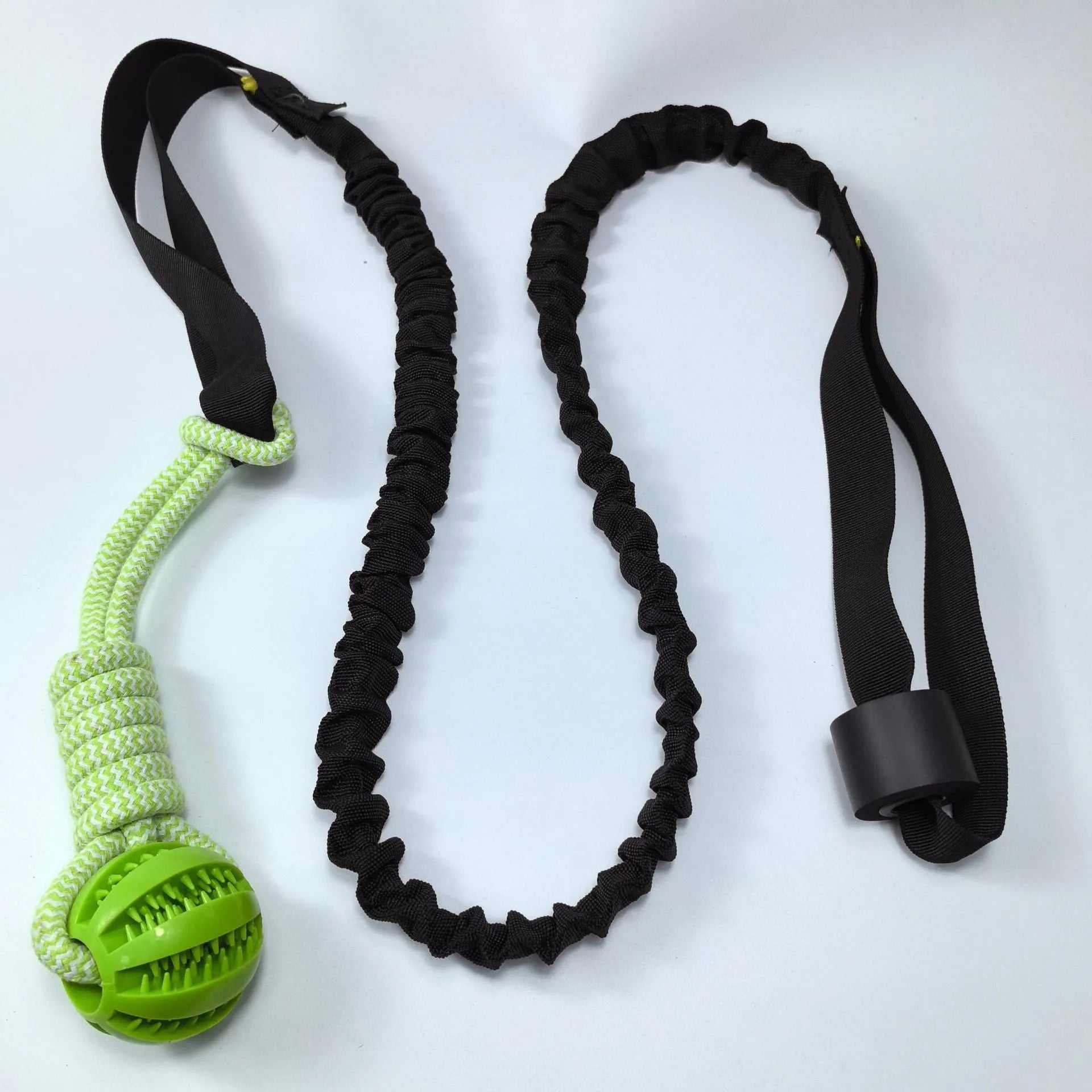 Green cotton rope dog tug toy with corncob design for interactive pull and chew play